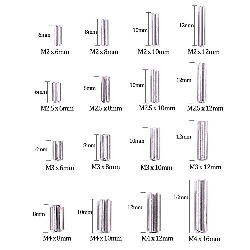 Glarks 360Pcs M2 M2.5 M3 M4 Slotted Spring Pin Assortment Kit, Split
