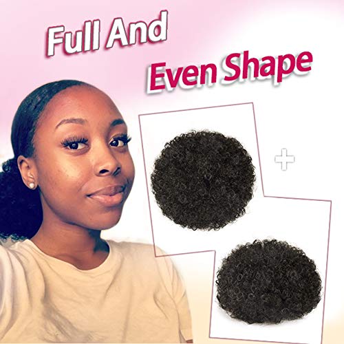 Miniatura 5 de Afro Puff - Cordón de extensión de coleta para mujeres negras, coleta afro sintética corta premium para cabello natural, clip en rizado cordón