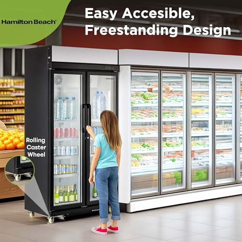Image of Hamilton Beach 20.5 Cu Ft Commercial Glass Door Refrigerator -W:39.4 inch x L:23.2 inch X H: 79.3 inch (Black)