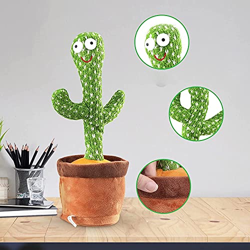 Image of UCRAVO Cactus Toy with Dancing, Lighting,Singing, Recording and Repeat Your Words, Lights Cactus Toy for Kids (Dance Cactus Toy Multi)