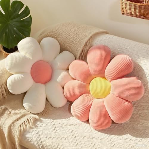 FENGCHUANG 2 Pièces Coussin Fleur 40 x 40cm Coussin Marguerite Coussin de siège en Forme de Fleur Tapis de Sol Coussins de siège Canapé pour la Maison Le canapé et...