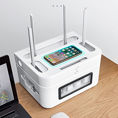 Caja organizadora para cables, caja para ocultar cables, caja para gestión de cables bajo escritorio, caja grande para almacenamiento de cables, organizador de cables, ocultador de cables para escritorio, gris miniatura 3