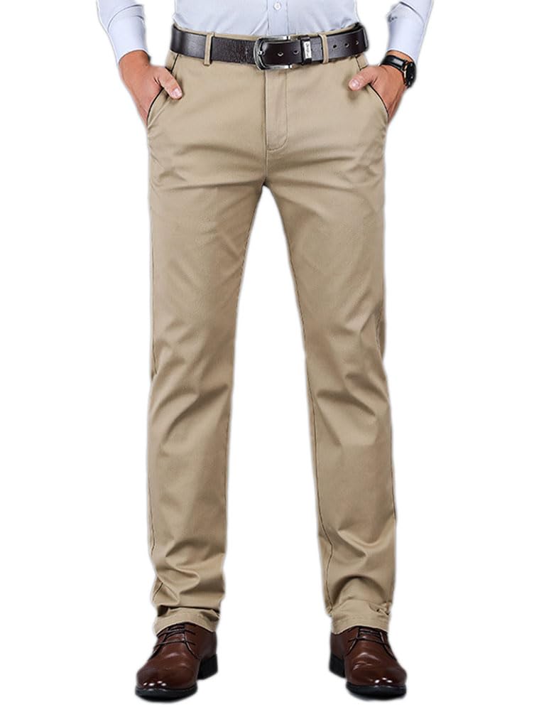 Hommes Chino Pantalon Slim Fit Stretch Pantalons Moulants Casual Élastique Pantalon Droits Confort Vintage Business Pantalon avec Poches Coupe Ajustée Pantalon