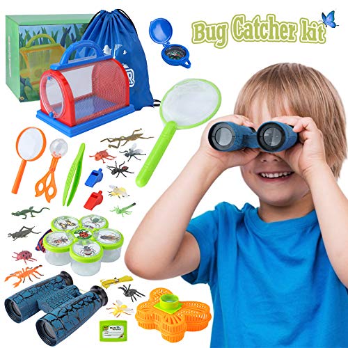 Outdoor Kids Nature Explorer Kit Set, Bug Catcher Kit with Flashlight, Binoculars and Butterfly Net, Outdoor Toys Adventure Kit for Camping Hiking, Great Gift for Kids Boys & Girls (Outdoor set(blue)) Outdoor Kids Nature Explorer Kit Set, Bug Catcher Kit with Flashlight, Binoculars and Butterfly Net, Outdoor Toys Adventure Kit for Camping Hiking, Great Gift for Kids Boys & Girls (Outdoor set(blue))