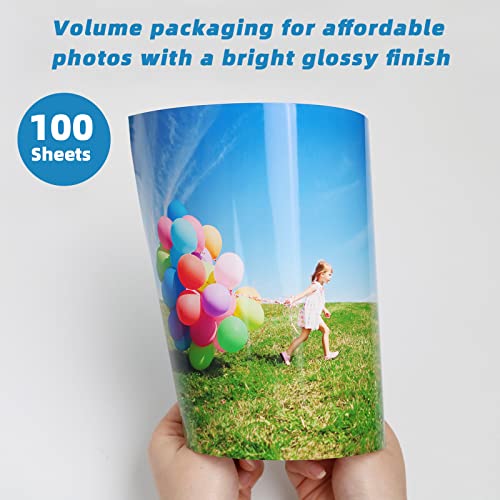 Uinkit 100 Sheets Inkjet Photo Paper Glossy 8.5x11 48lb 180Gsm Professional Photographic Paper Letter Size 8.5Mil Instant Dry Suitable for All Ink Printers