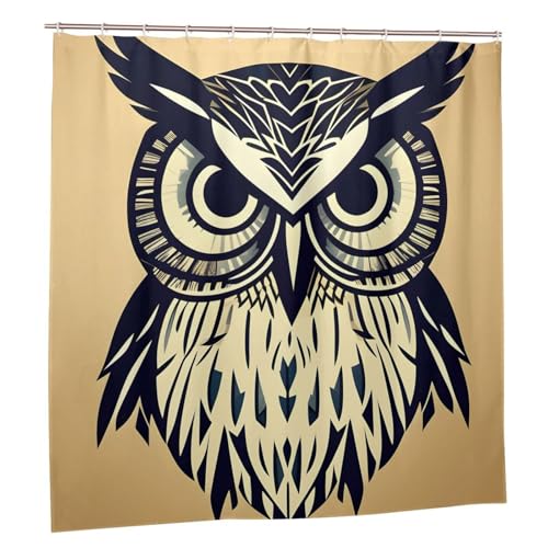 Rideau de douche hibou en polyester 183x183 cm avec boutons-pression