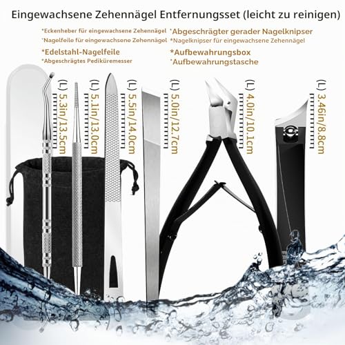 EBEWANLI Eingewachsene Zehennägel Set, 6-teilig Pediküre Set für Fussnägel