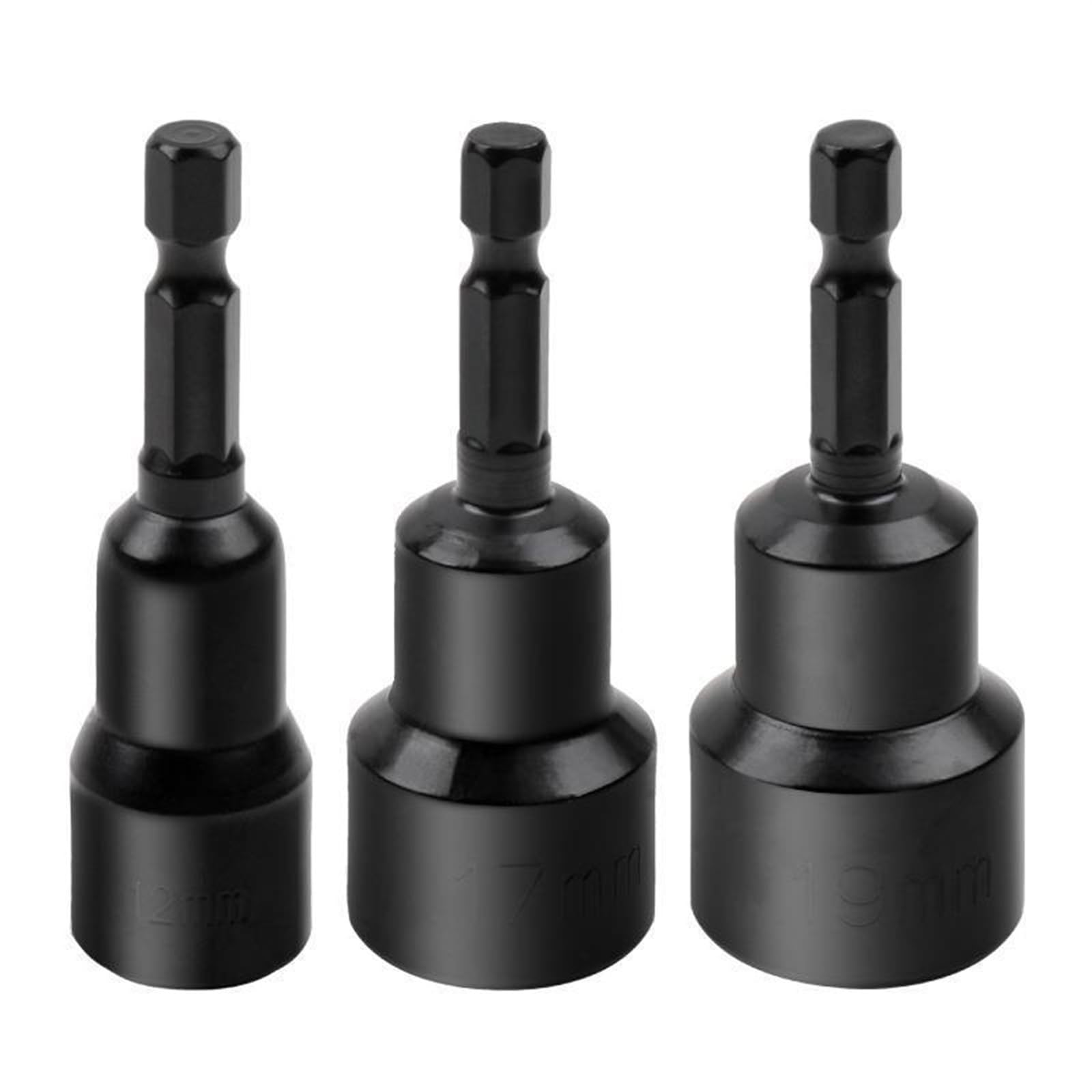 10 Pz, Bussole Magnetiche Da 65 Mm, Testa A Bussola Punta Esagonale Da 1/4 "6 Mm-19 Mm, Cacciavite Elettrico, Trapano A Mano (Color : Black, Size : 19mm)