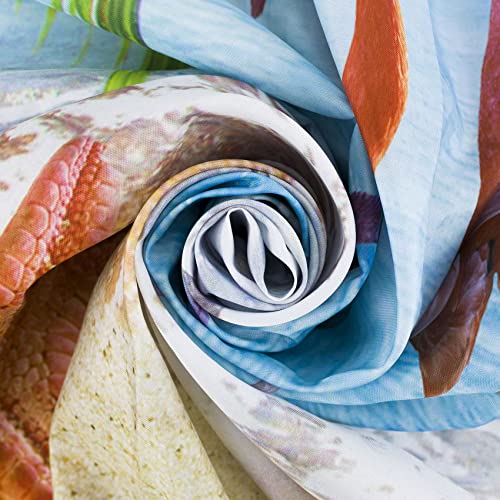 Aueea YL28794-150-V Summer Ocean Beach Shower Curtain For Bathroom Funny Pink Flamingo And Starfish With Seashell Coastal Bathroom Shower Curtains With Hooks, Tropical Palm Leaf Bathroom Curtains Shower Set 60X72 Inch thumb #2