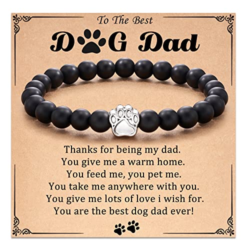Dog Dad Gifts: Charm Bracelets for Men with Gift Message Card - Fathers Day, Christmas, Birthday Gift Ideas