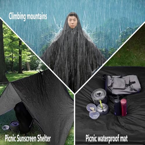 Mens Rain Poncho Aldult waterproof with Hood Lightweight Rain Jacket Women 3 in 1 Long Rain Coats Family Pack Foldable3