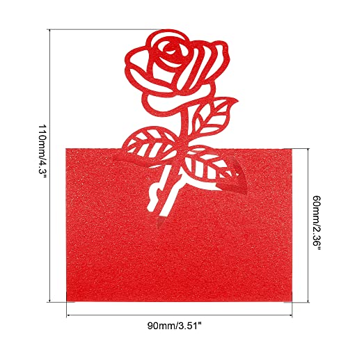 PATIKIL Table Name Place Cards,25Pcs 4.68 x 3.51inch Favor Decor Rose Cut Design Blank Card for Wedding Party Seating Place Cards Red - Image 2