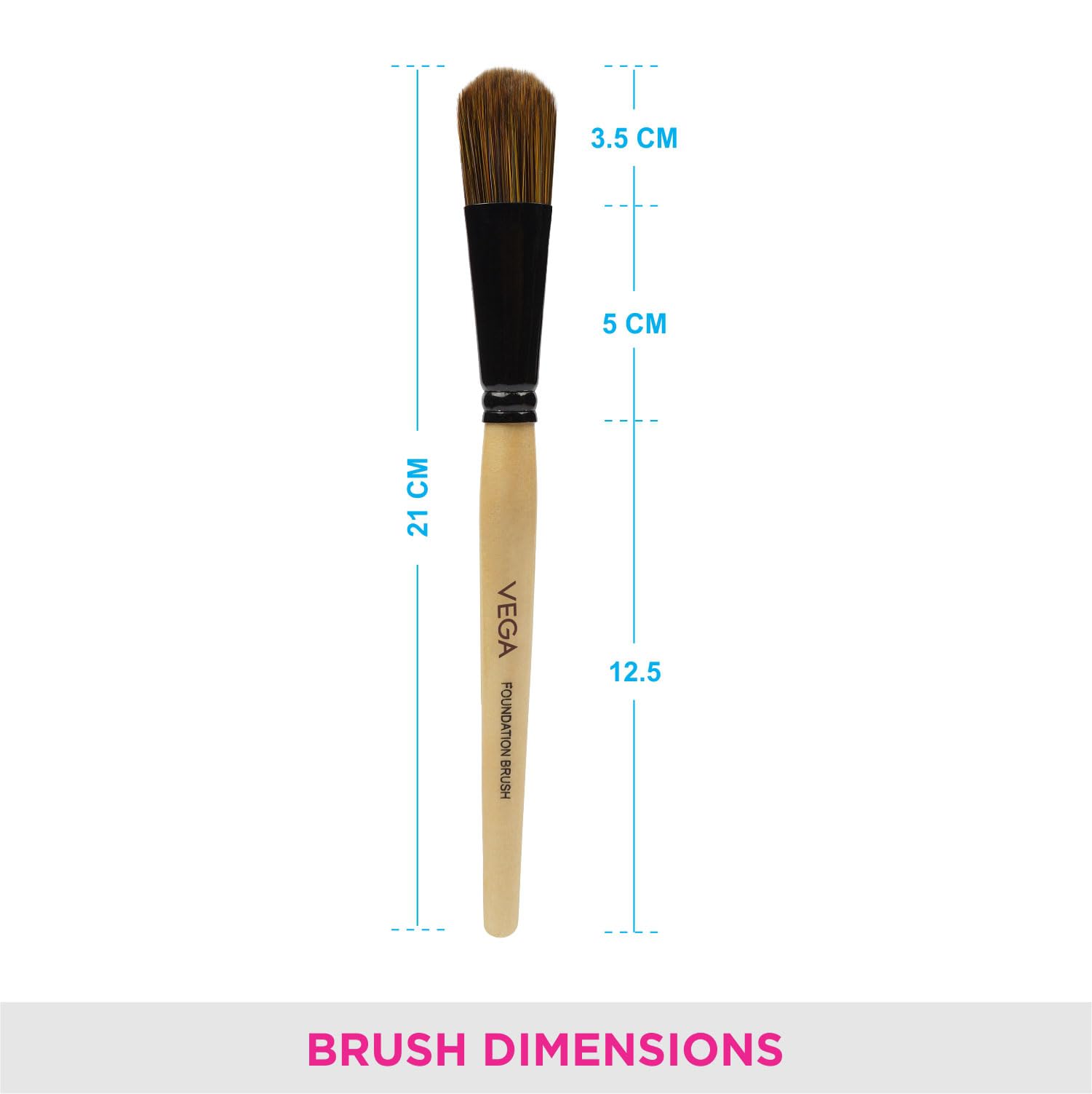VEGA Foundation Makeup Brush with Wooden Handle, (EV-01)