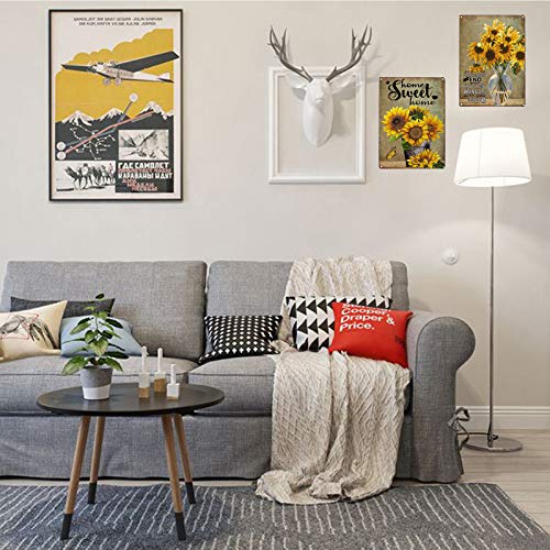 Tisoso Home Sweet Home Fresh Sunflower Vintage Metal Sign Garden Decoration Farmhouse Decorative Wall Art Decor Home Coffee Bar Signs 8X12Inch #TOP6