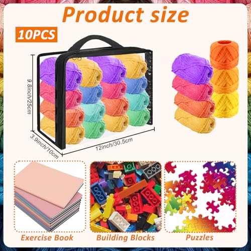 Image of YEXEXINM 10 Pack Clear Yarn Storage Bags, Clear Yarn Storage Organizer with Zippers for Knitting, Crochet, Clothing, Toys, Decor Items