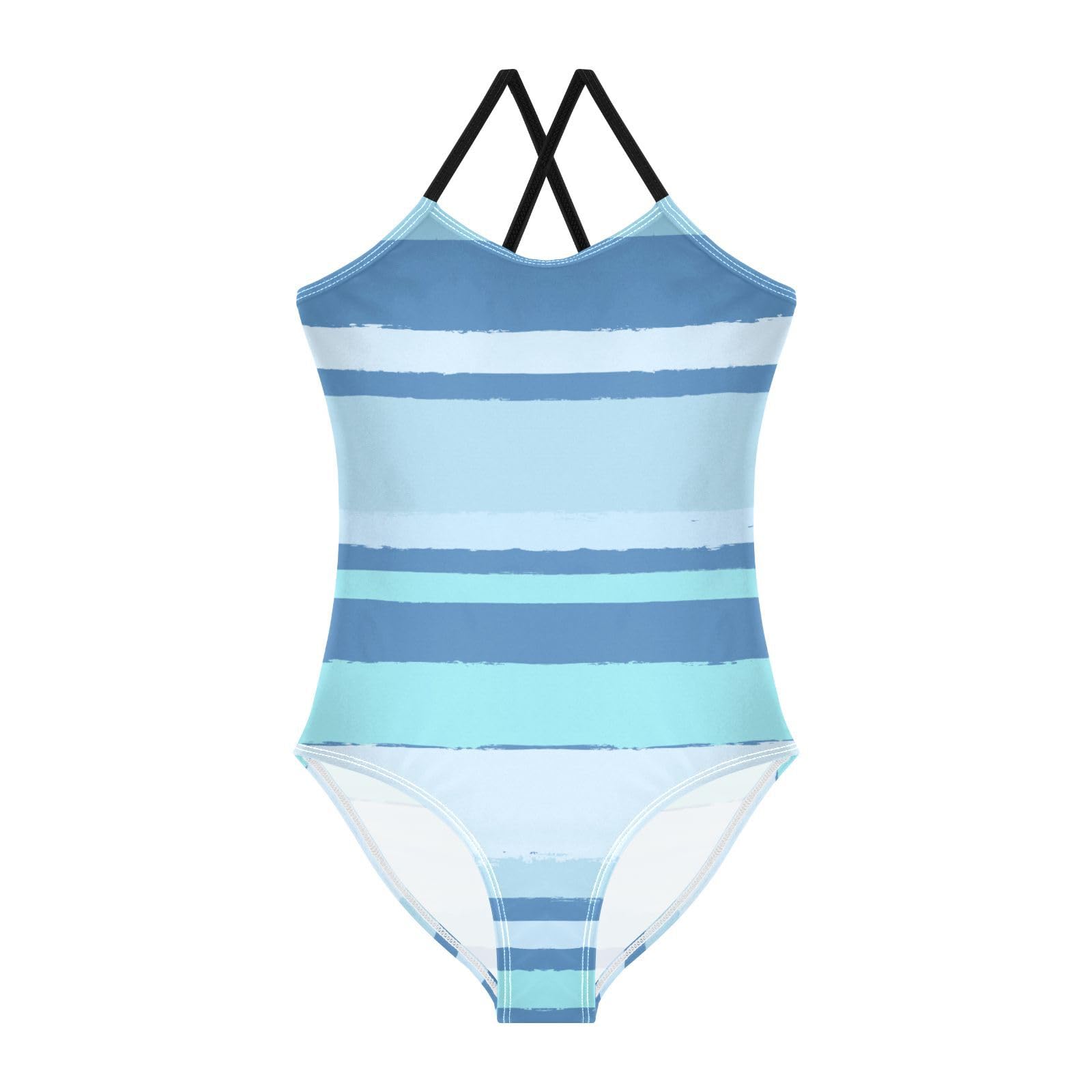 Stripes Blue Swimsuit for Girls 1 Piecing Toddler Bathing Suit Girl Toddler Swim Suits for Girls Beach Swimwear 5-6T