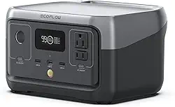 EF ECOFLOW RIVER 2, 120V, central eléctrica portátil com baterias LiFePO4 de 256Wh/carregamento rápido em 1 hora, alimentação de emergência doméstica
