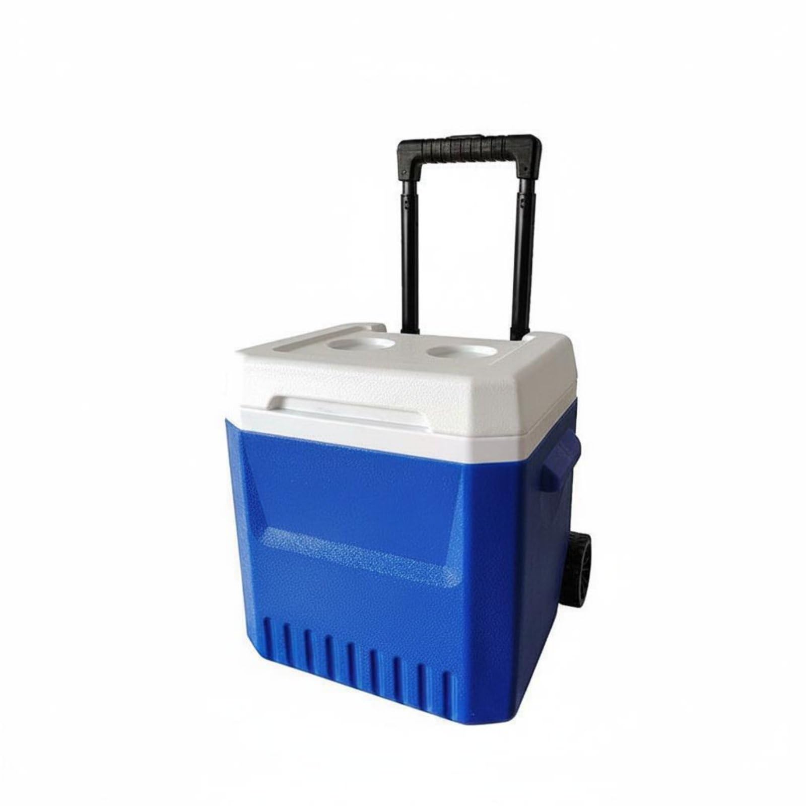 rockible Borsa Termica Esterno Portatile con Carrello Ghiacciaia Isolata a Rotelle Contenitore Frigo per Bevande Freddo Chiller Mobile da Esterno Adatta per Campeggio Gite Fuori Porta Pesca, Blu