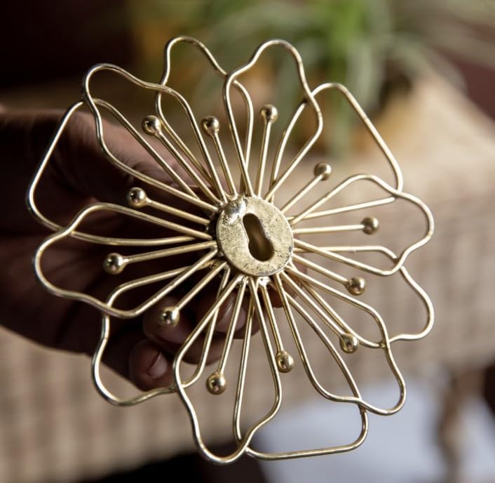 Image of Metscape India Metal Wall Sculpture | 31 x 31 cm | Gold Finish | Premium Decorative Wall Art for Living Room, Bedroom & Dining Area | Modern Home Decor Accent & Elegant Gifting Item
