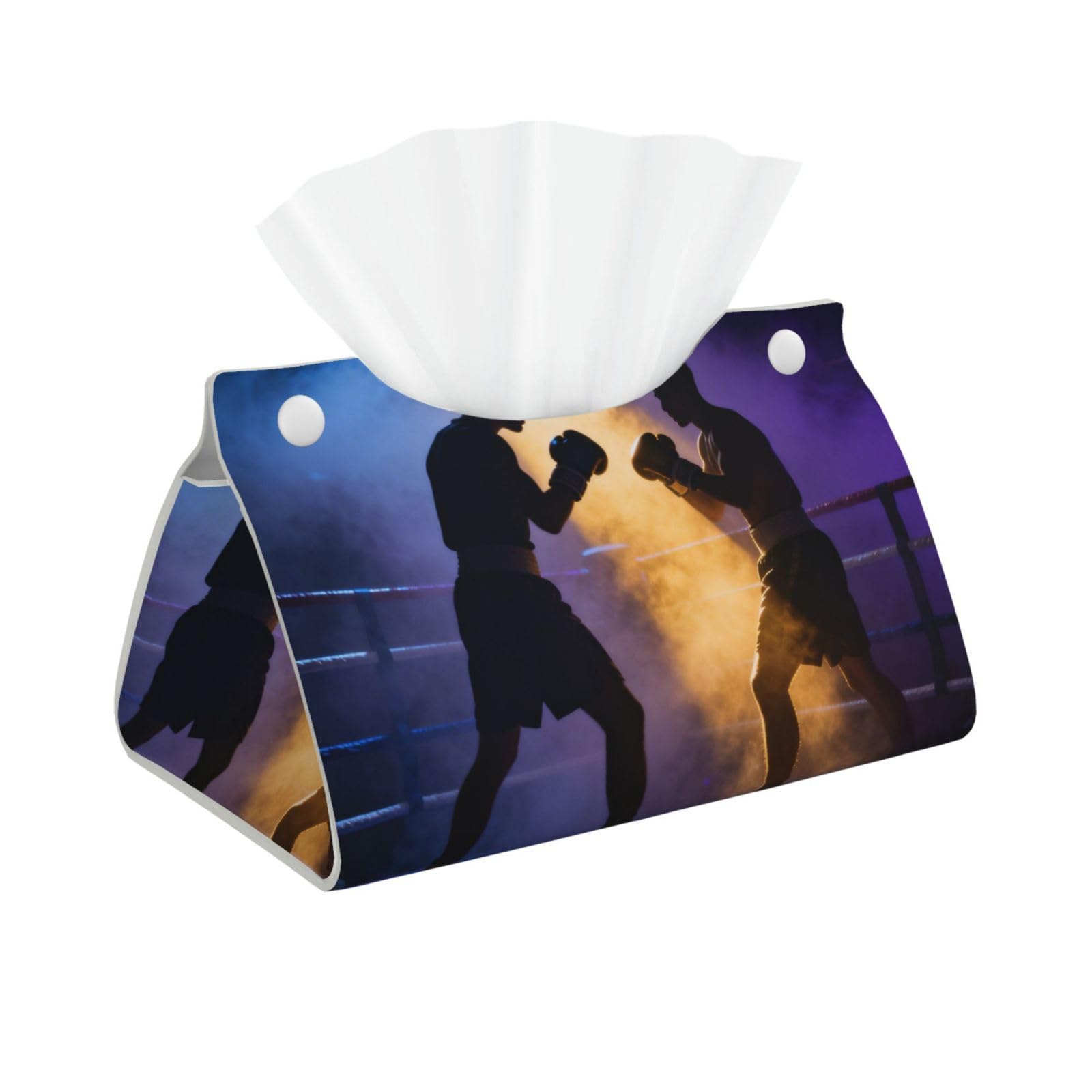 Fog Boxer Silhouette Long Leather Tissue Box Cover-Waterproof PU Leather Tissue Holder for Bathroom, Decorative Rectangular Tissue Case