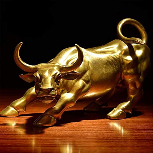Estatua toro decoración de bronce dorado pequeña miniatura 4