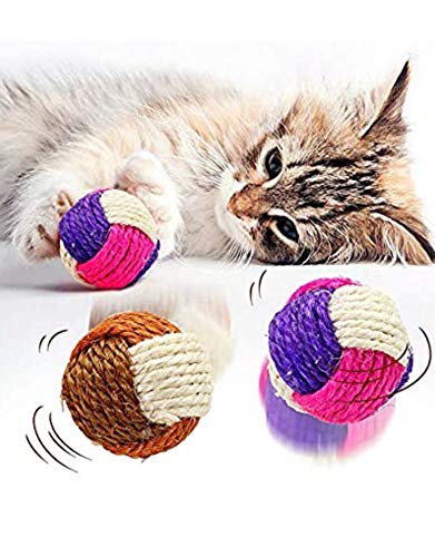 The DDS Store Cat Dog Pet Toy Sisal Hemp Knitted Ball Tricolor Biting Interactive Pet Supplies (Single) (B082MNN7ND) Amazon Price History, Amazon Price Tracker