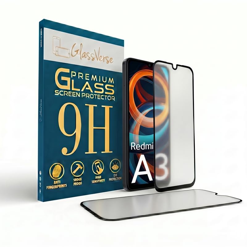 Image of GlassVerse D+ Matte Tempered Glass With 18H Hardness For Redmi A3 (Pack Of 2) with Free Installation Kit Full screen Coverage - 6.71 inch