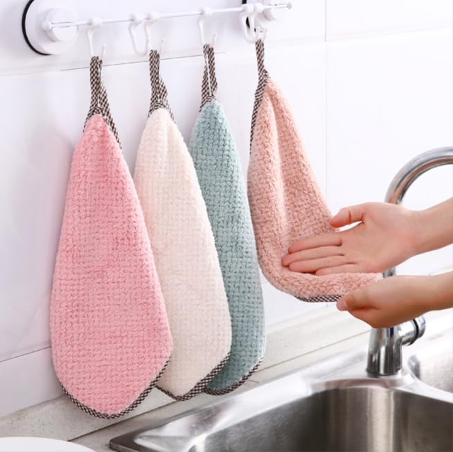 Amazon.com: ASEANAO 4 Pcs Small Towels with Hanging Loop，Hand Dry ...