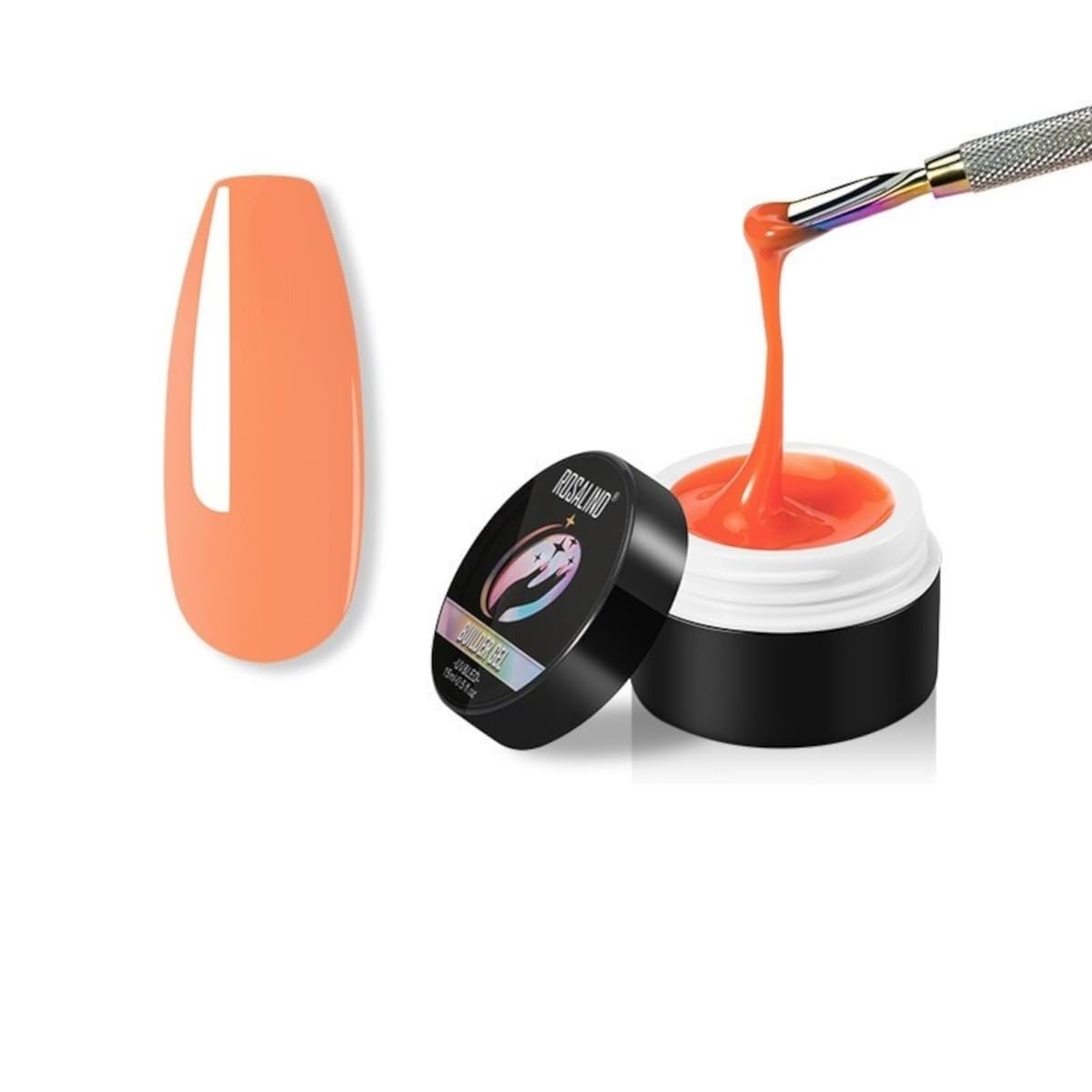 ROSALIND Orange 15ml Builder Gel from BELLE GAGA™ Poly Nail Gel for Nail Art Decoration, Gel Extension Nail Thickening Easter Nail Gift Easy to DIY Use at Home Need UV Lamp to cure (A672)