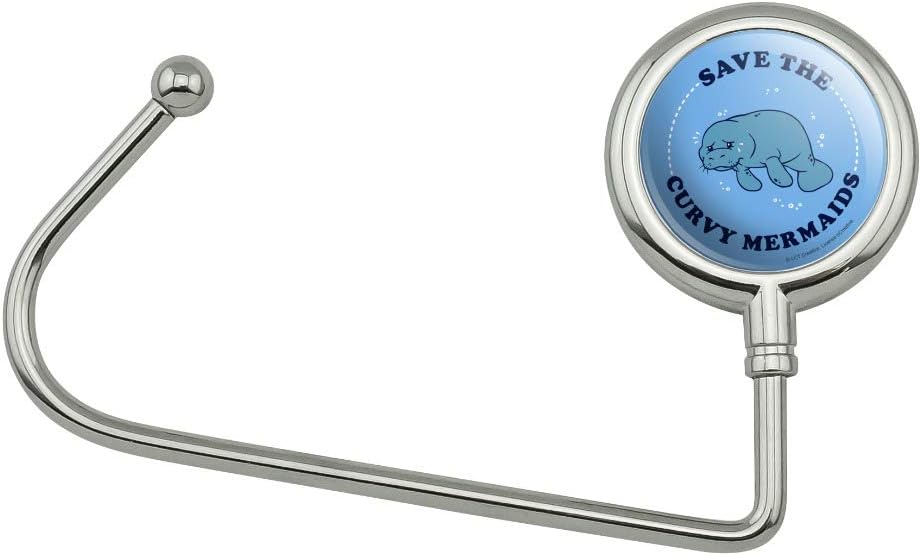 Save the Curvy Mermaids Manatee Funny Humor Purse Bag Hanger Holder Hook
