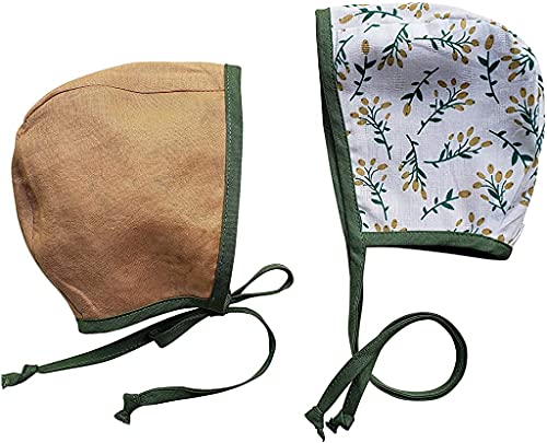 New Baby Bonnet Christmas Holiday Linen Tan Green Winterberry Reversible Spring Fall Baby Bonnet Hat Vintage Country Style (18-24M) #TOP17