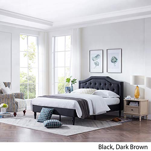 Veromca Theresa Contemporary Fabric Upholstered Queen Sized Bed Set, Black #TOP2