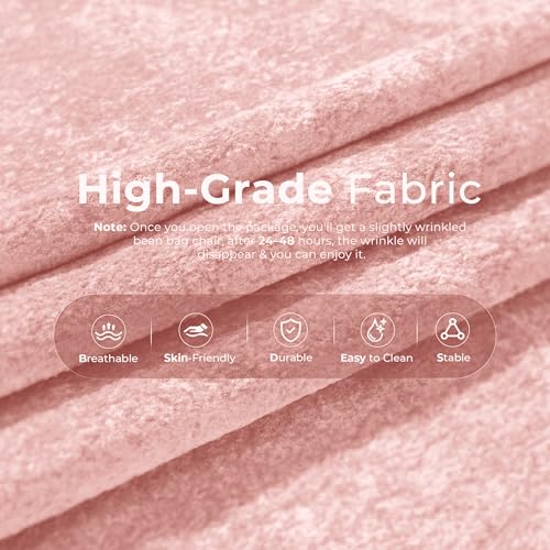 Image of Giant Bean Bag Chairs Lazy Sofa for Adults,Single,Pink | Bean Bag Sofa with Filler Faux Fur, Memory Foam Bean Bag Fireside Lazy Sofa Couches for Living Room, Bedroom, Office