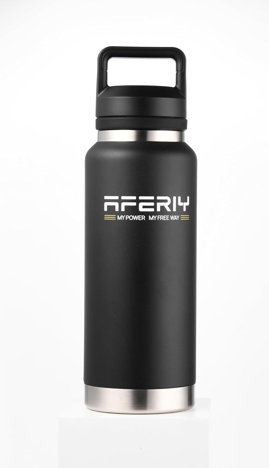 AFERIY Borraccia in acciaio inox isolata sottovuoto, 37oz / 1100 ml, colore nero
