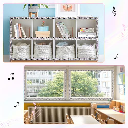 Image of BeYumi Music Notes Border Trim - 65ft Back to School Musical Notes Holographic Straight Rolled Border Trim Iridescent Music Themed Bulletin Board Set Classroom Office Chalkboard Door Party Decoration