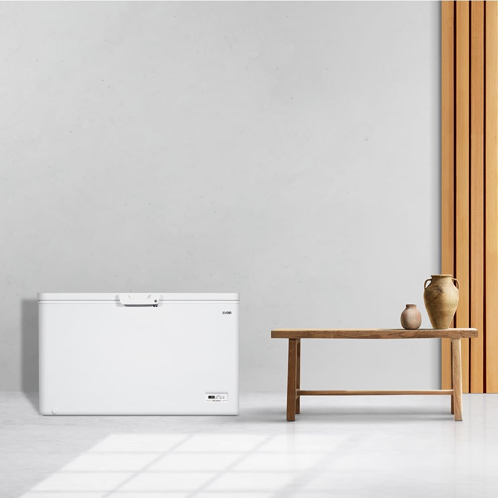 Svan Congelador horizontal Blanco SCH4001EDC. Capacidad 371 Litros, Dual Cooling, 1 Cesta, Bajo nivel Sonoro, Eficiencia Energética Clase E
