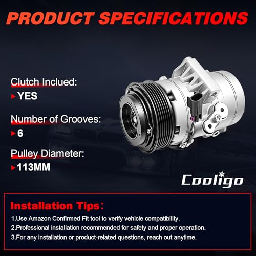 Image of Air Conditioner AC Compressor with Clutch Fits for Mercury Milan 2006-2011 | A /C Compressor with Clutch Compatible with Ford Fusion 2010-2012,Replaces CO 11212C,#8E5Z19703A,8E5Z19703C