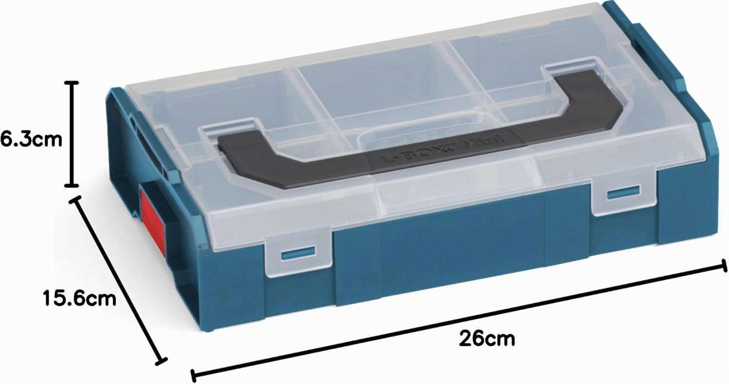 L-BOXX Mini Set de 6 – Azul Profesional | Cajas de herramientas portátiles y robustas para piezas pequeñas | Sistema de clic, apilable, apto para contacto con alimentos | Ideal para profesionales y