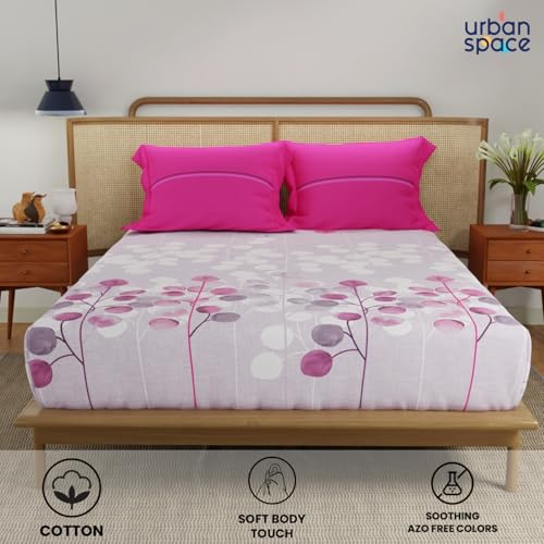 Image of Urban Space Divine 100% Cotton Bedsheets for Double Bed with 2 Pillow Covers, Double Bedsheet (Size 90 inch x 100 inch, Mars Purple)