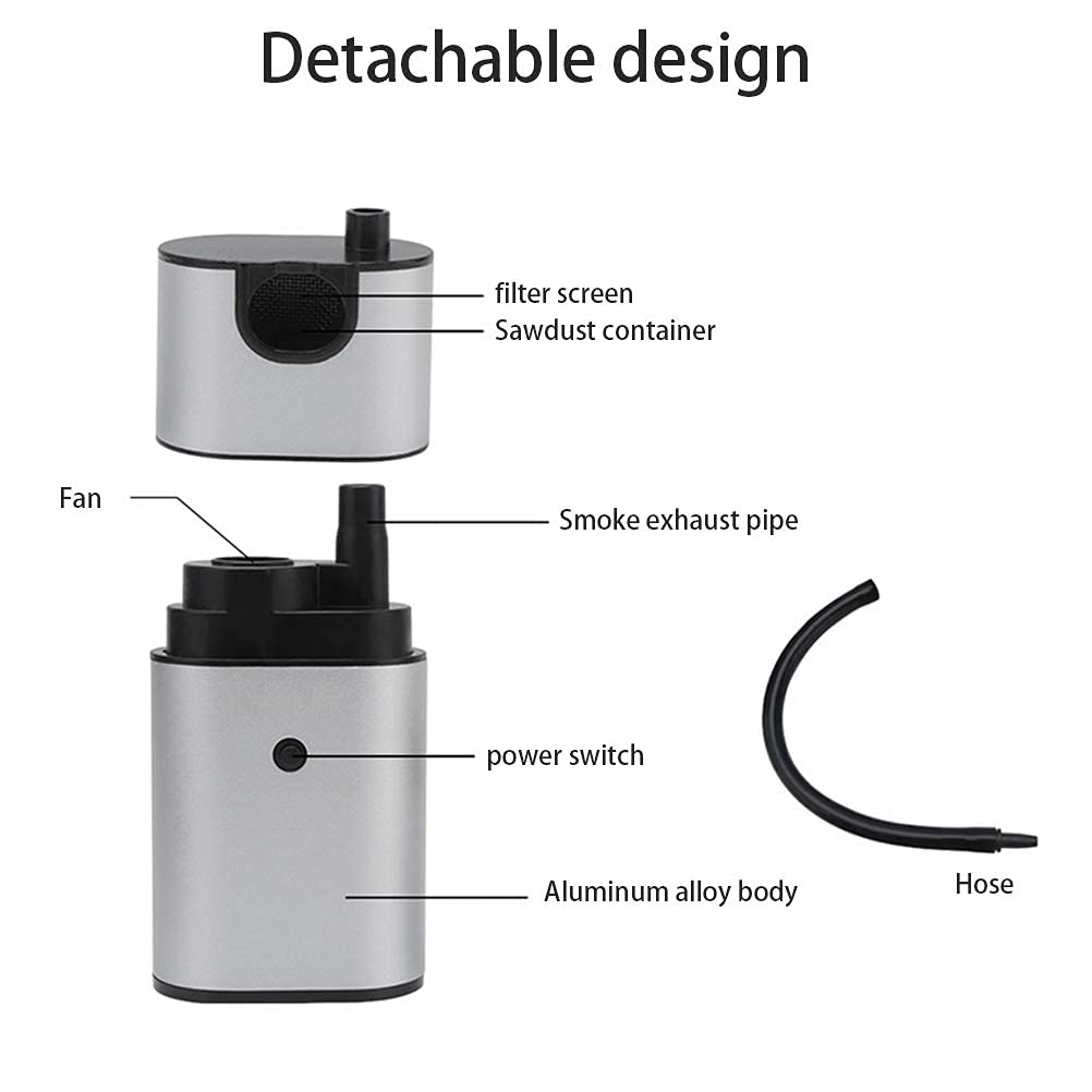 Ejoyous Machine à Fumer Portative, Alliage d'aluminium, Infuseur de Fumée de Nourriture Froide pour Cocktails de Fruits de Mer de Viande 125x65x35mm (Comme montré)