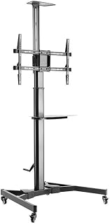 Monoprice Platinum Tilt Rolling TV Cart Stand Height Adjustable with Shelf for 37" to 70" TVs up to 110lbs, Max VESA 600x400