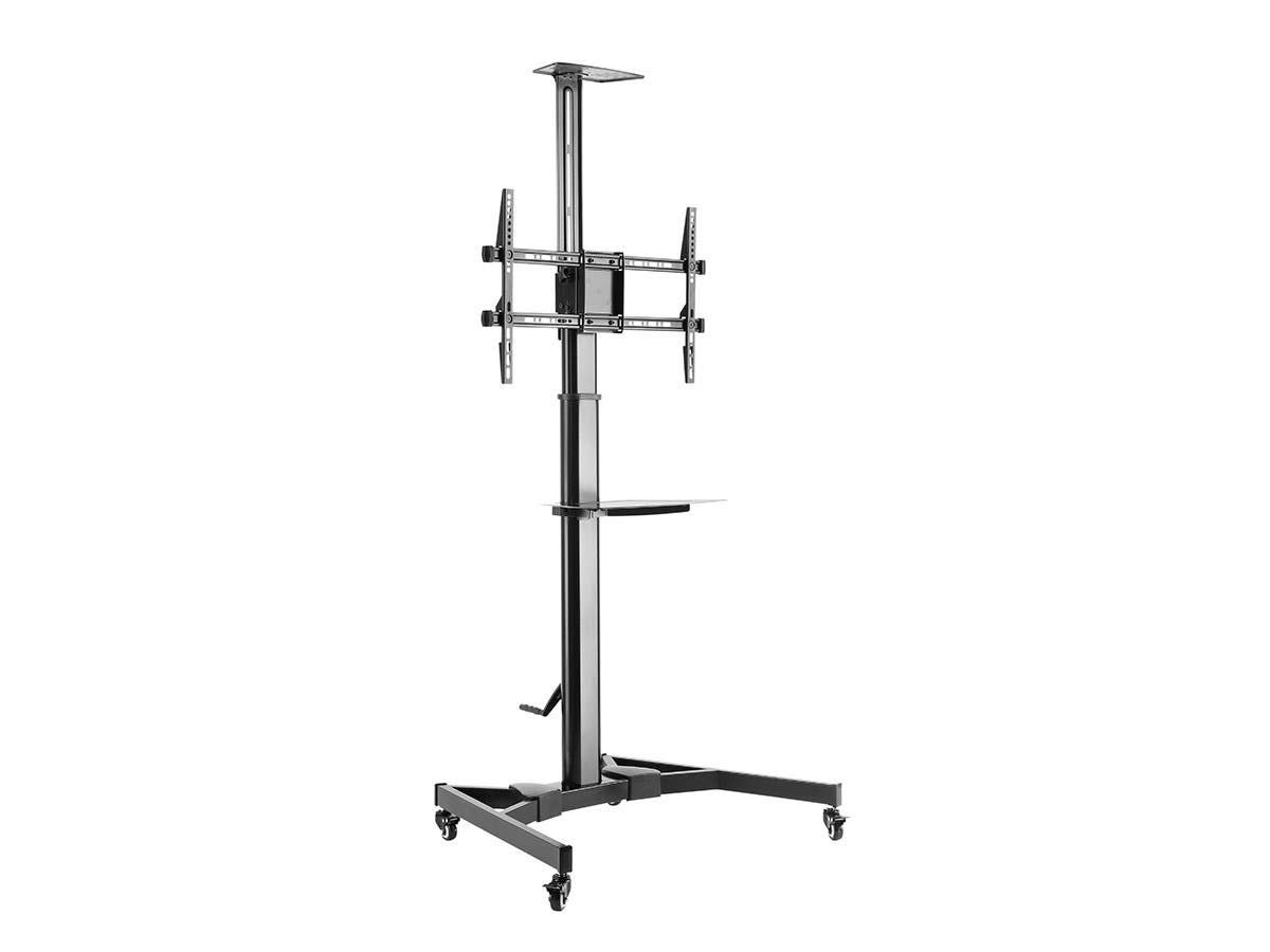 Monoprice Premium Mobile Tilt TV Wall Mount Bracket Stand Cart with Media Shelf Bracket - for TVs 37