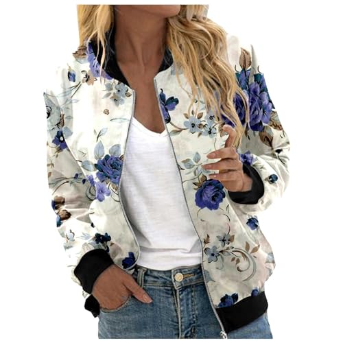 Chaqueta Bomber Mujer Abrigo Bomber Mujer Primavera Abrigos con Cremallera - Chaqueta Chaqueta de impresión Mujer Casual Chaquetas Primavera Cazadora para Mujer Cazadoras sobrecamisa