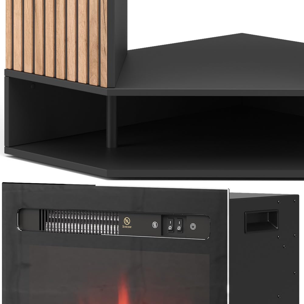 Vicco Chimenea eléctrica Lynea, Negro, 100 cm