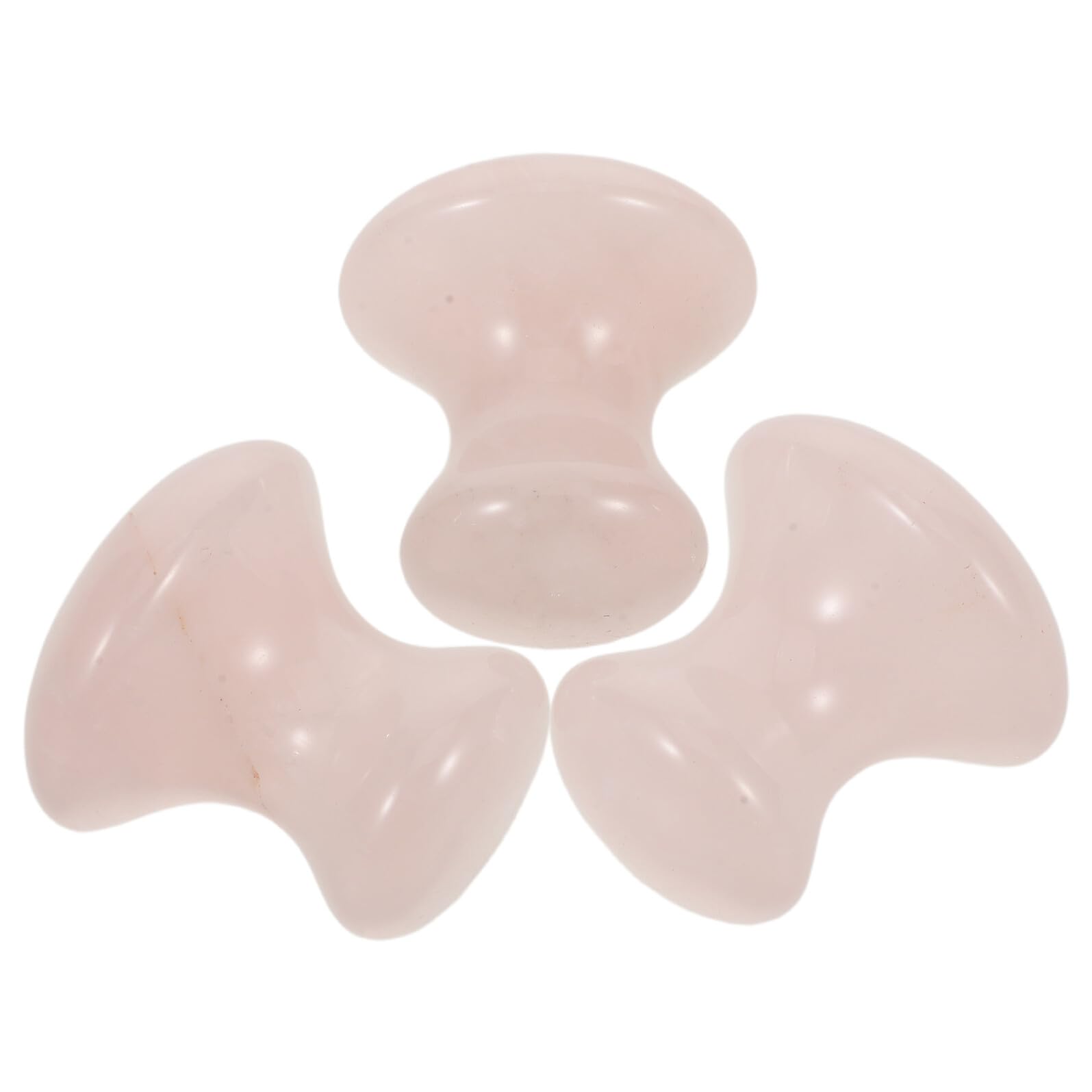 3pezzi Rullo di Quarzo Rosa per Massaggio Facciale Strumento Gua Sha in Cristallo Forma di Fungo Pietra per Massaggio Viso Massaggiatore Facciale