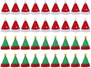 Amosfun 36 Pcs Mini Santa Hat Cup Bottles Cover Lollipop Candy Cover Cap Christmas Centerpieces Table Decorations Holiday Party Supplies Favors