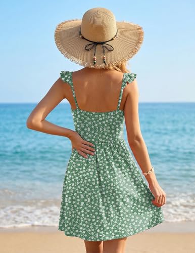Womens Casual Mini Dresses Sweetheart Neckline Floral A Line  - image 3