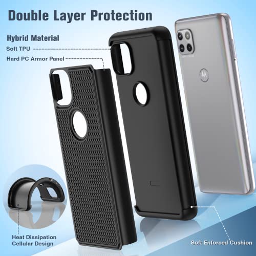 Bniut For Motorola One 5G Ace (One 5G Uw Ace) Case: Dual Layer Protective Heavy Duty Cell Phone Cover Shockproof Rugged With Non Slip Textured - Military Protection Bumper - 6.7Inch (Matte Black) #TOP2