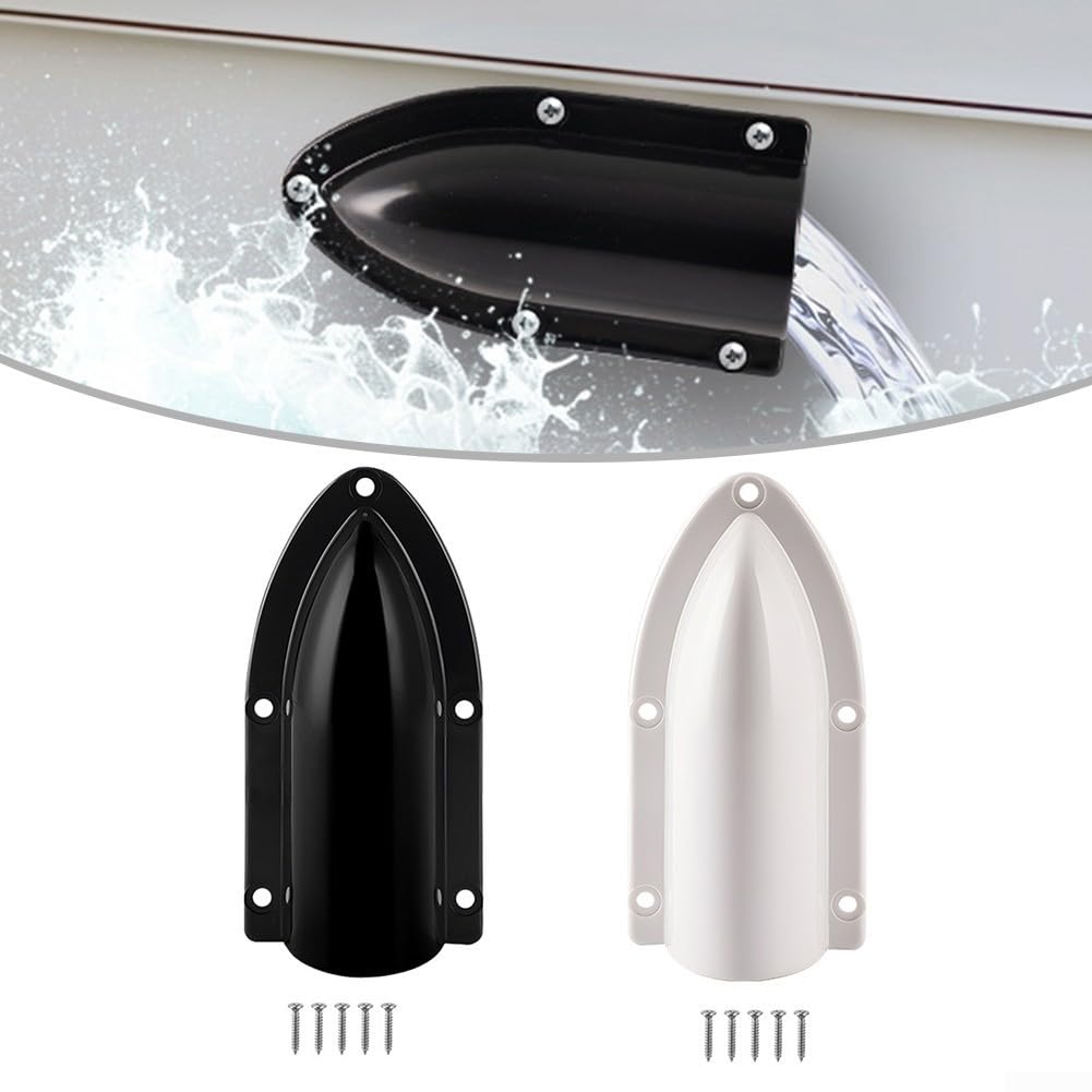 Presa di scarico e prese d'aria dello scafo per barche - Conchiglia in ABS con deviazione a forma, compatibile con barche a motore, barche a vela, barche da pesca e camper (confezione da 2