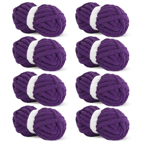Hombys Dark Purple Chunky Chenille Yarn for...